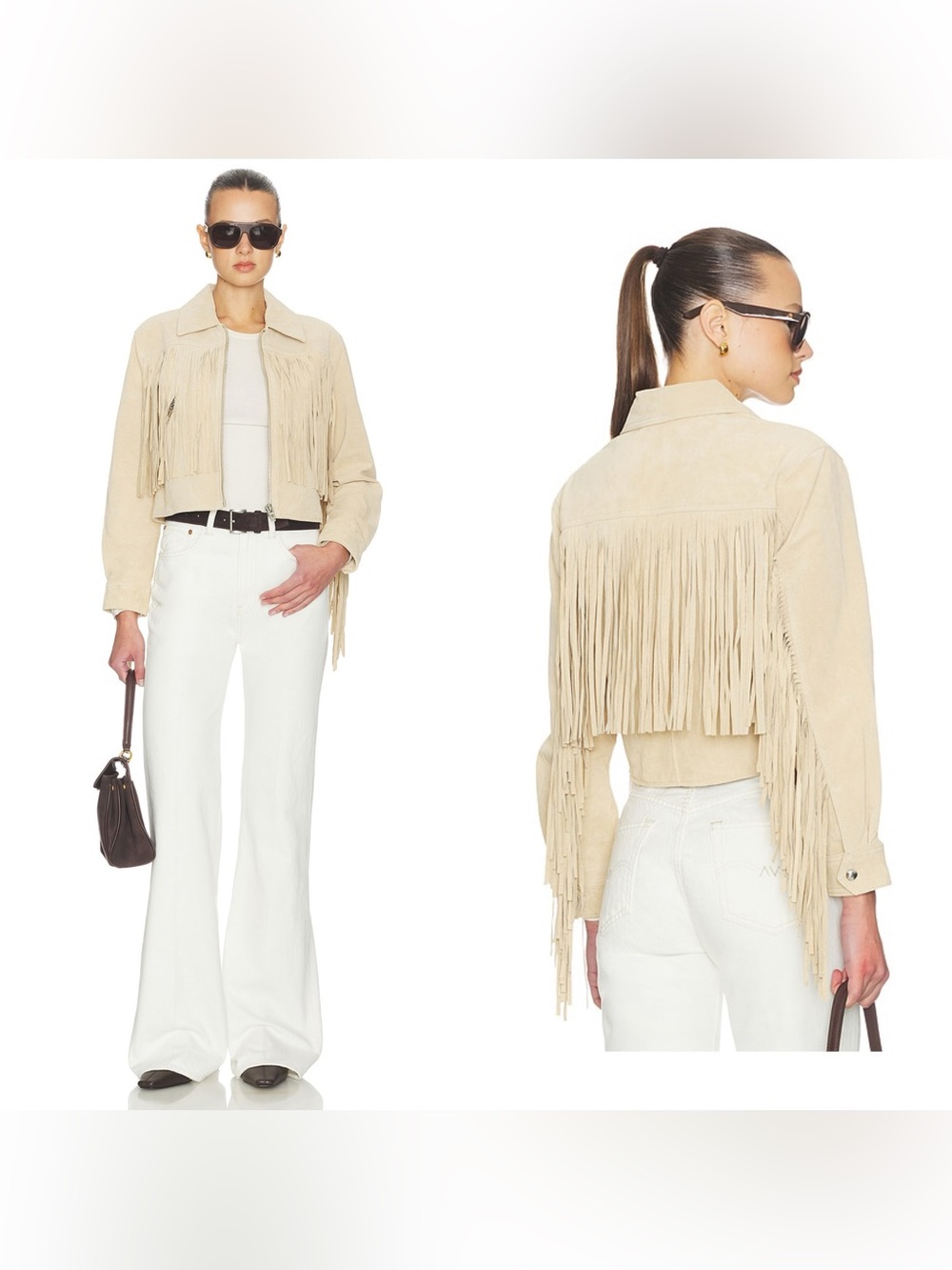 NWT BLANCNYC Fringe suede jacket in “Morning Latte”